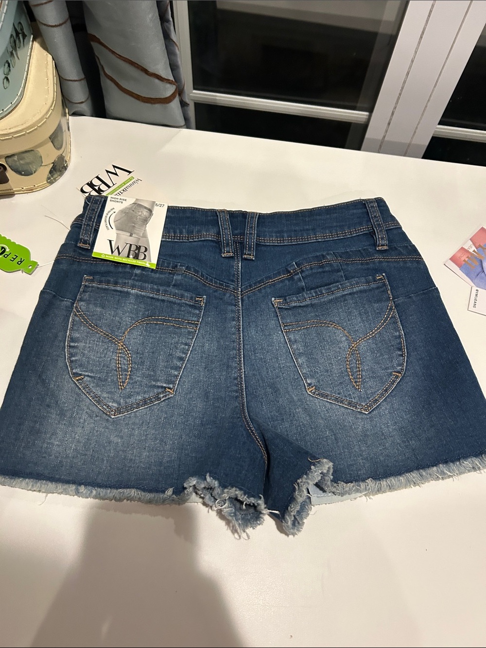 YMI set of two new pair of denim stretch high-rise retro shorts size 5/27 - Picture 8 of 8